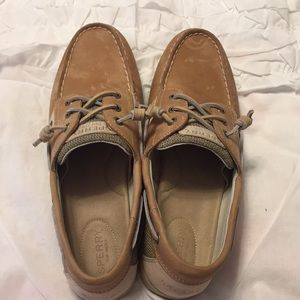 Women’s size 11 Sperry tan Boat Shoes.